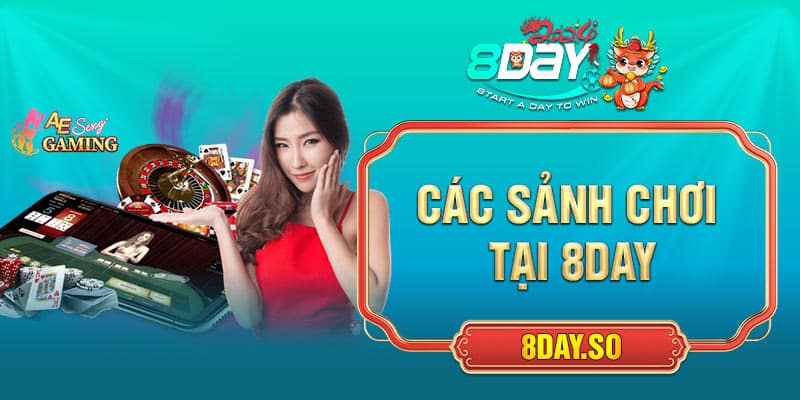 Các sảnh chơi tại 8DAY